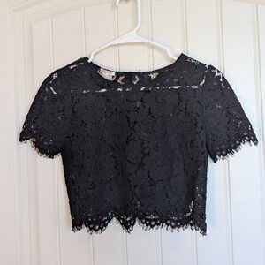 Jenny Yoo Black Embellished Crop Blouse